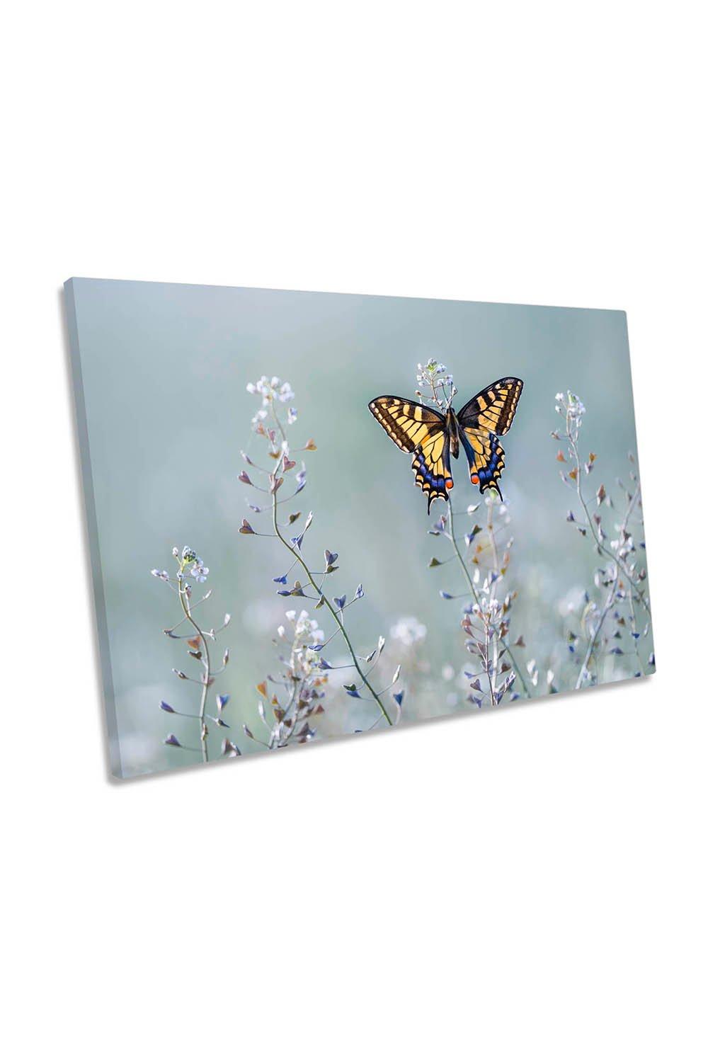 Swallowtail Beauty Butterfly Floral Canvas Wall Art Picture Print